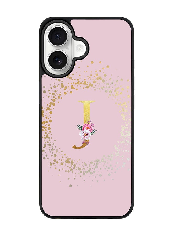 Stylizedd iPhone 17 Case, [Compatible with MagSafe] Slim Magnetic cover Phone Case iPhone 17 -Custom Monogram Floral - J  (Pink ) - Image 1