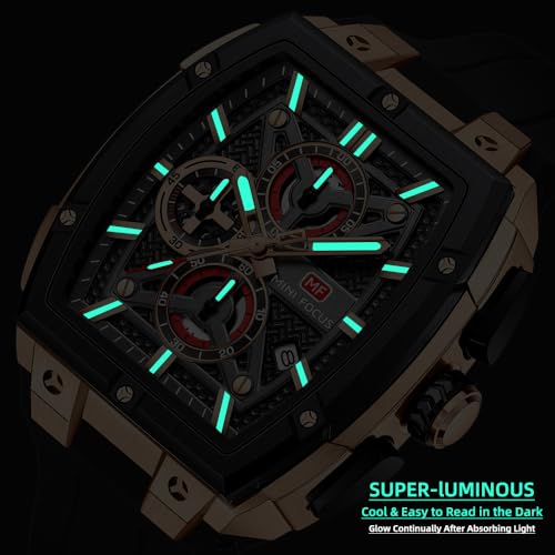 MF MINI FOCUS Men's Watch Analog Fashion Wrist Watch, Skeleton Tonneau Watch for Men with Chronograph,Ideal for Sports Enthusiasts and Daily Wear (Silver) - Image 4
