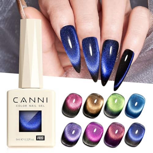 CANNI 8 Pcs 9 ML Cat Eye Gel Nail Polish Set Red Purple Pink Blue Green Glitter Rainbow Holographic Cat Eye Gel Polish Kit with Magnet Colors Nail Art Manicure Salon DIY Gifts - Image 3