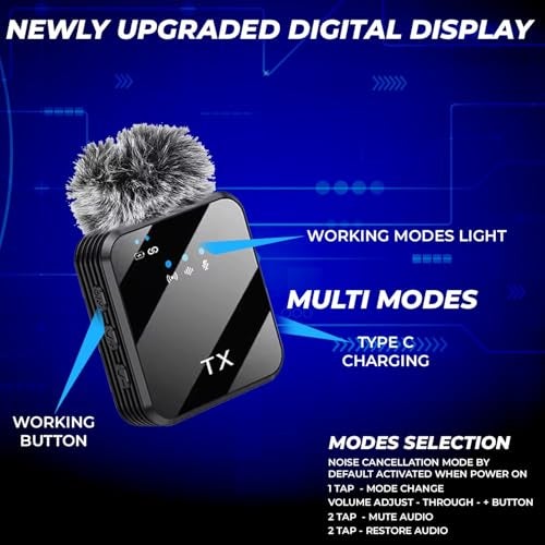 VRJTEC K205 Dual Wireless Lavalier Microphone with 360° Noise Reduction | Crystal-Clear Audio for YouTube, Vlogs, Video Recording & Meetings | Compatible with Mobile, Laptop, DSLR, GoPro & More - Image 4