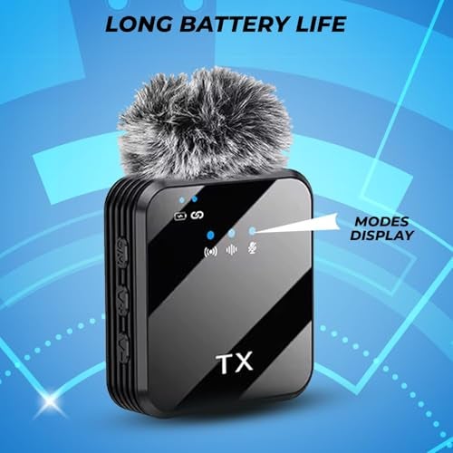 VRJTEC K205 Dual Wireless Lavalier Microphone with 360° Noise Reduction | Crystal-Clear Audio for YouTube, Vlogs, Video Recording & Meetings | Compatible with Mobile, Laptop, DSLR, GoPro & More - Image 2