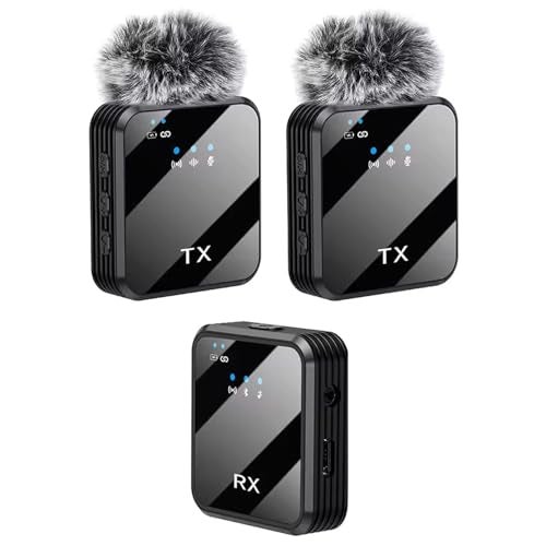 VRJTEC K205 Dual Wireless Lavalier Microphone with 360° Noise Reduction | Crystal-Clear Audio for YouTube, Vlogs, Video Recording & Meetings | Compatible with Mobile, Laptop, DSLR, GoPro & More - Image 1