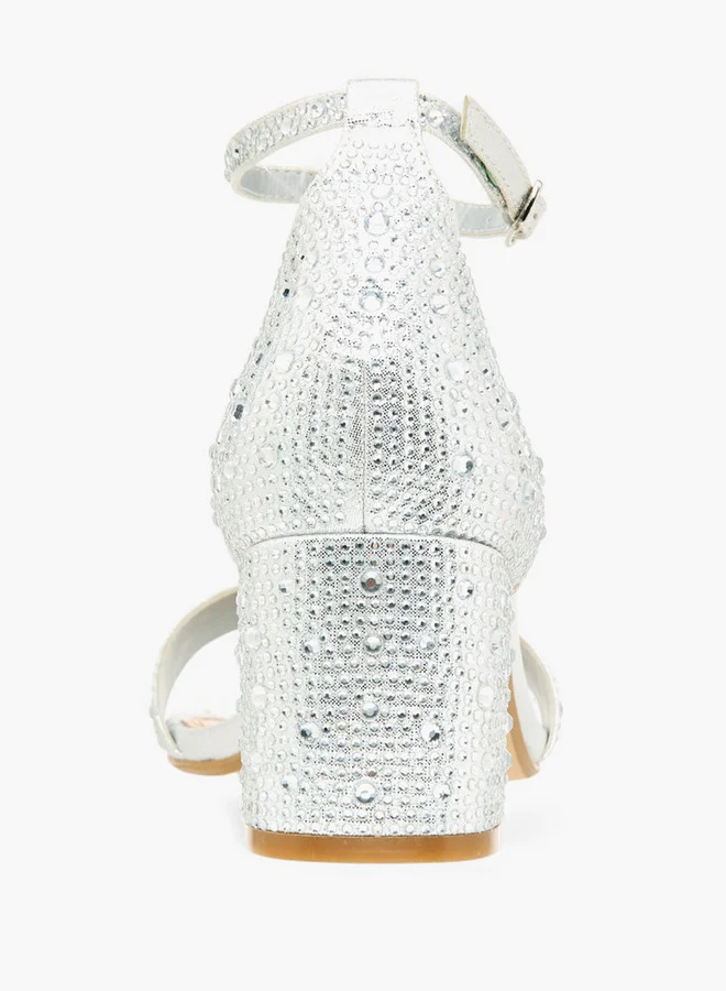 Celeste Women's Embellished Block Heel Sandals with Buckle Closure