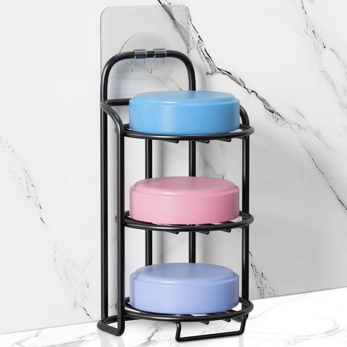 3TIER SHOWER SOAP SHAMPOO BAR HOLDER SELF ADHESIVE FREESTANDING DRAINING BATHROOM SOAP DISH CADDY FOR BATHROOM WALL ACCESORIES DECOR