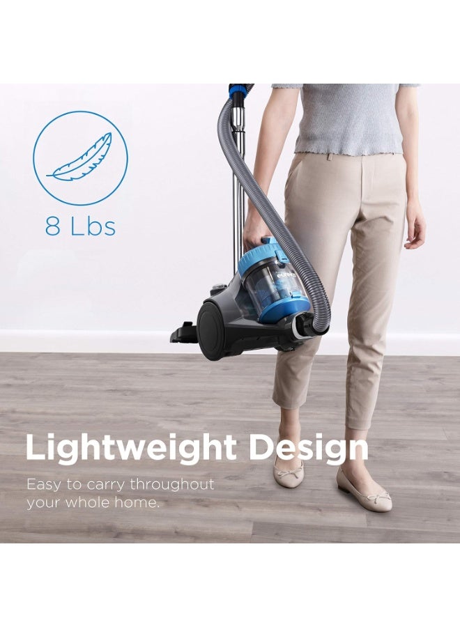 EUREKA مكنسة كهربائية 1800 واط سعة 2.5 لتر مع وعاء غبار 16 كيلو باسكال بتقنية السايكلون بدون كيس فلتر قابل للغسل لشعر الحيوانات الأليفة، السجاد، البلاط، 220 فولت، 15 كيلو أمبير - Image 2
