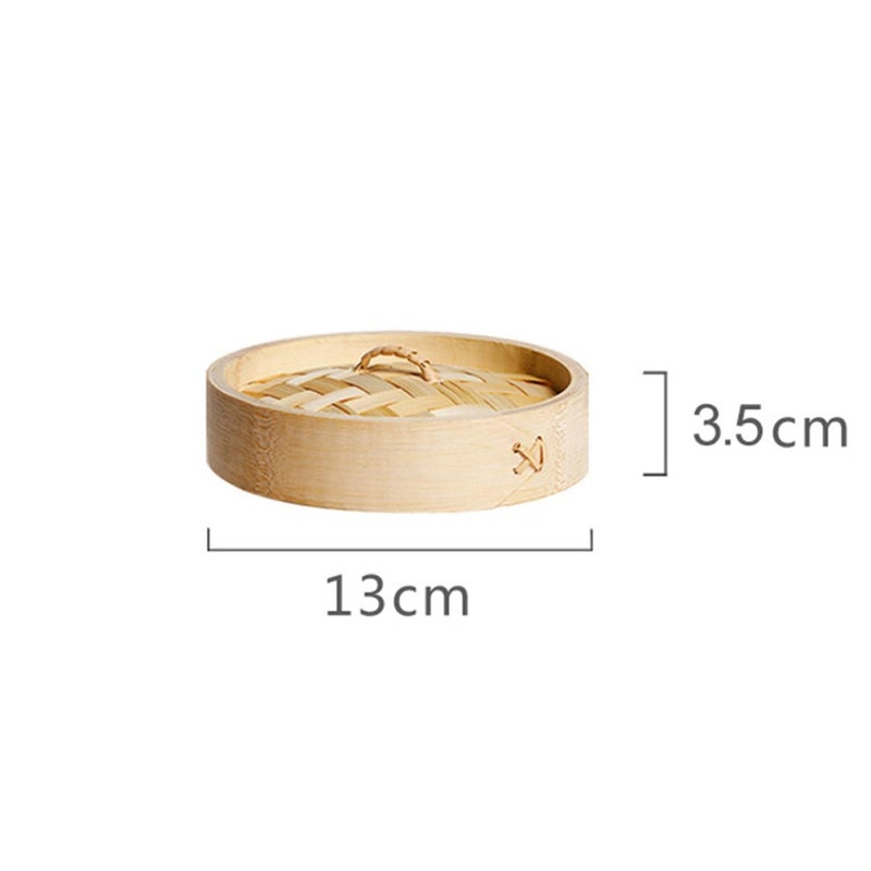 13cm Bamboo Steamer Basket Set With Lid For Dim Sum Buns Seafood Home Kitchen - Image 5
