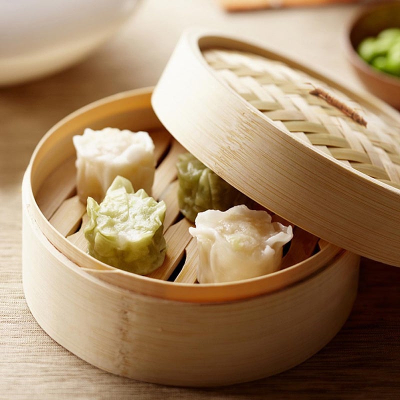 13cm Bamboo Steamer Basket Set With Lid For Dim Sum Buns Seafood Home Kitchen - Image 4
