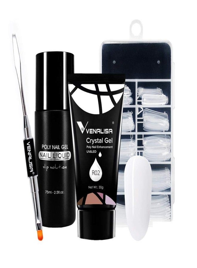 VENALISA Nail Poly Extension Gel, Builder Gel, Nail Thickening, Acrylic Nail Design, Easy to DIY at Home Poly Nail Gel 30g, Slip solution 75ml, Nail tip Mold 4pcs Set (R02) - Image 1