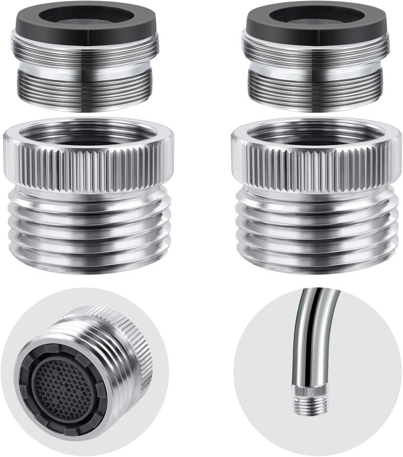 Quadafy 2 Pack Faucet to Hose Adapter with Aerator, Sink to Garden Hose Adapter, Faucet Adapter to Garden Hose for Kitchen and Bathroom, Hose Attachment to Sink, 3/4" GHT Thread Chrome - Image 1