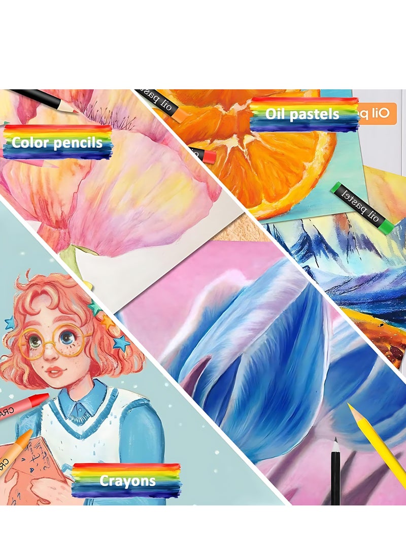 ALMiHomi 180PCS Deluxe Art Set with Secret Garden Coloring Book – Complete Drawing & Painting Kit with Wooden Case, Oil Pastels, Crayons, Markers, Colored Pencils – Safe Art Supplies for Kids & Adults - Image 5