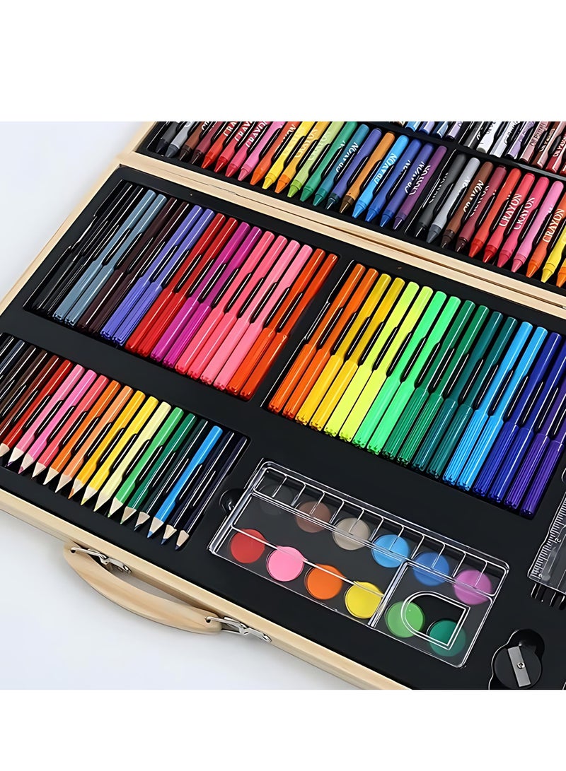 ALMiHomi 180PCS Deluxe Art Set with Secret Garden Coloring Book – Complete Drawing & Painting Kit with Wooden Case, Oil Pastels, Crayons, Markers, Colored Pencils – Safe Art Supplies for Kids & Adults - Image 3