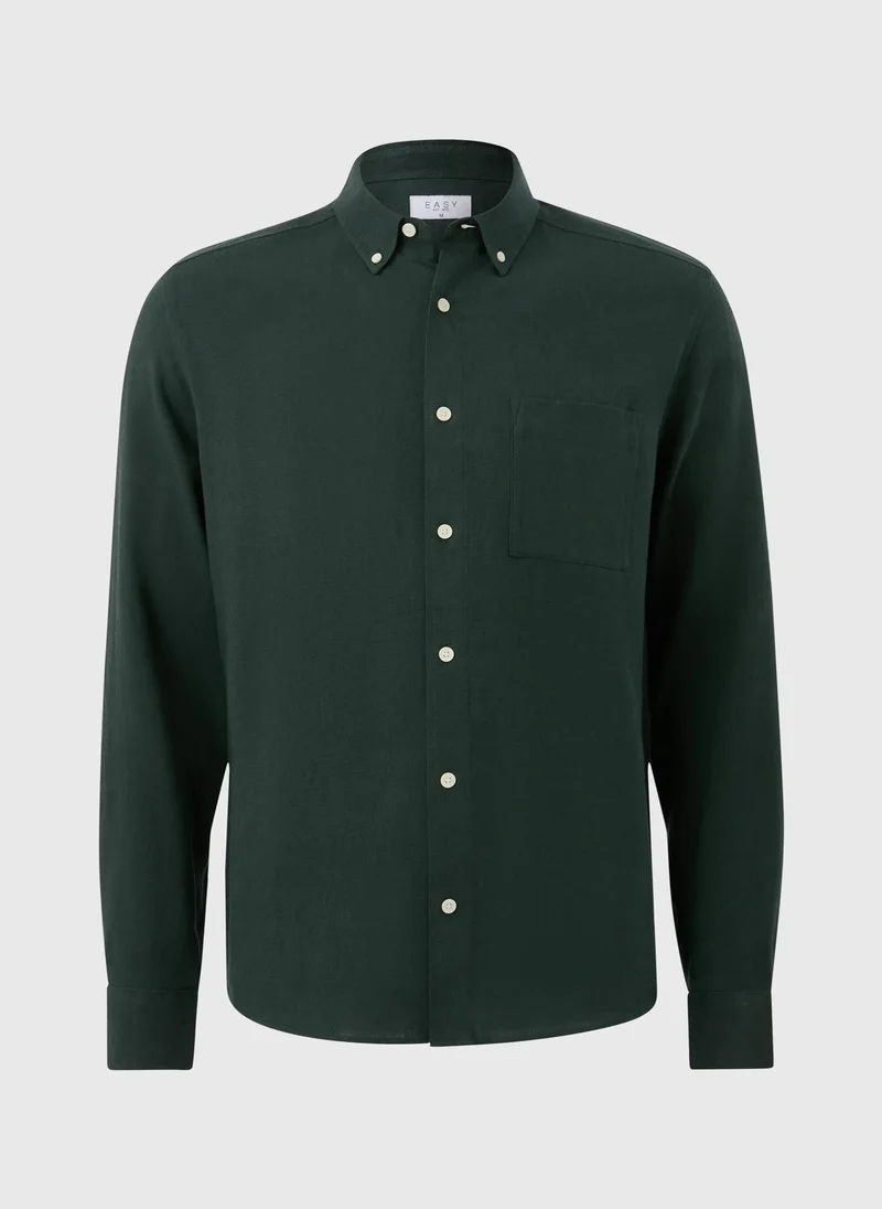 Matalan Green Roll Sleeve Linen Blend Shirt