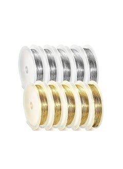 Generic 10 Roll 0.4mm Gold Color Jewelry Copper Wire Strong Alloy Copper Wire Metal Wire DIY Cloisonne Blue Craft Making, Handmade Copper Coil Jewelry Making  - Image 2