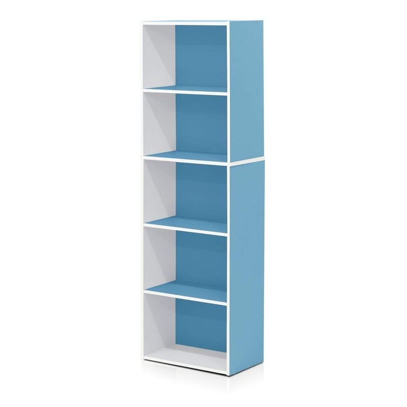 Furinno Furinno Luder Bookcase  Book  Storage  5Tier White  Light Blue