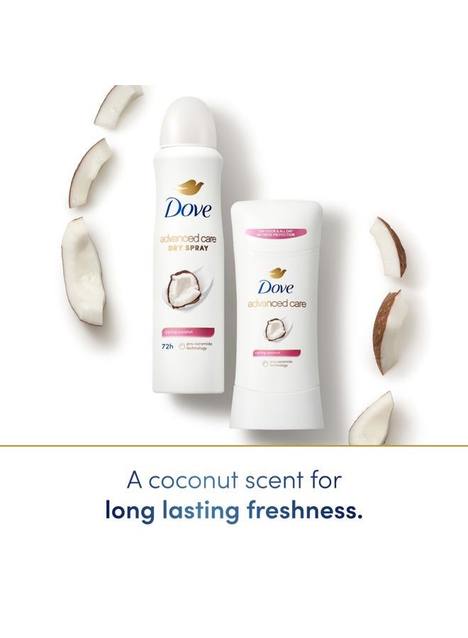 Dove Advanced Care Antiperspirant Deodorant Stick Caring Coconut 4 ct for helping your skin barrier repair after shaving 72-hour odor control and sweat protection with Pro-Ceramide Technology 2.6 oz - Image 4