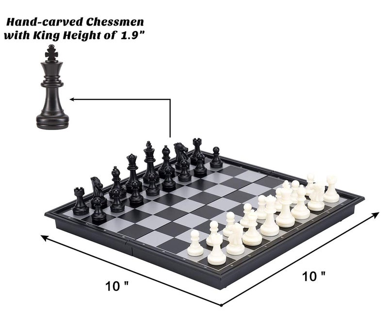 RECTITUDE 10" Magnetic Folding Chess Set, Educational Game Board for Adult Kids Beginner Chess Board Travel Toys (Black Color) - Image 3