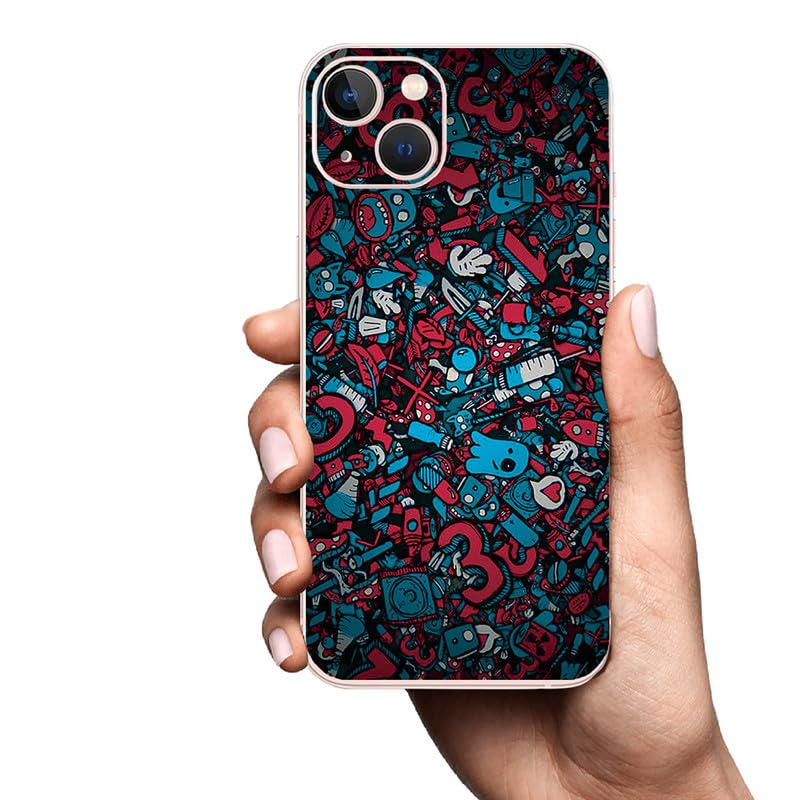 FCS Printed Designer Vinyl Mobile Back Skin Sticker for Samsung Galaxy A34 (Red Blue Texture -64) - Image 5