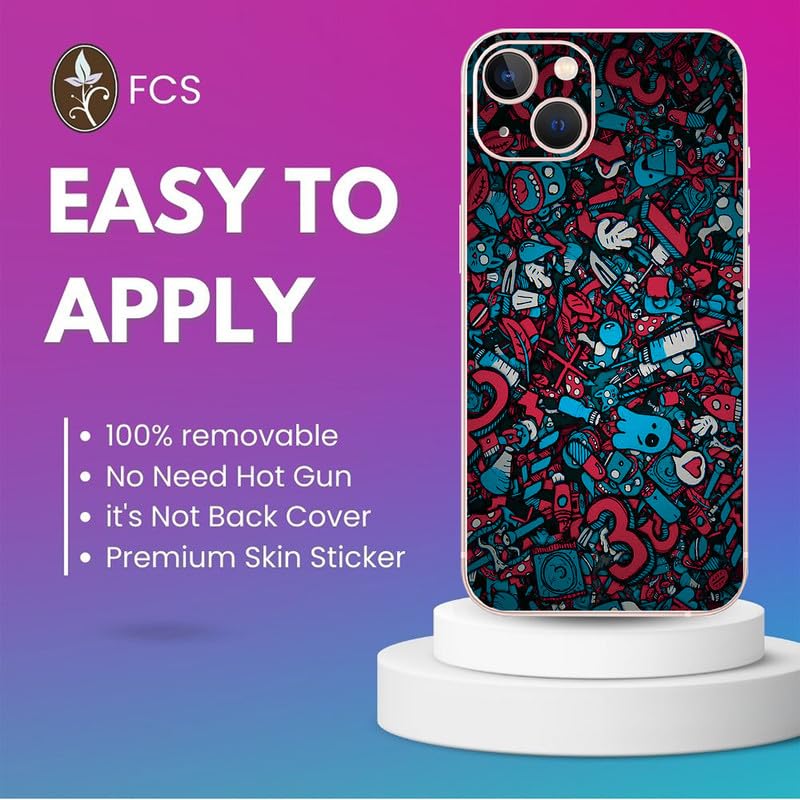 FCS Printed Designer Vinyl Mobile Back Skin Sticker for Samsung Galaxy A34 (Red Blue Texture -64) - Image 4