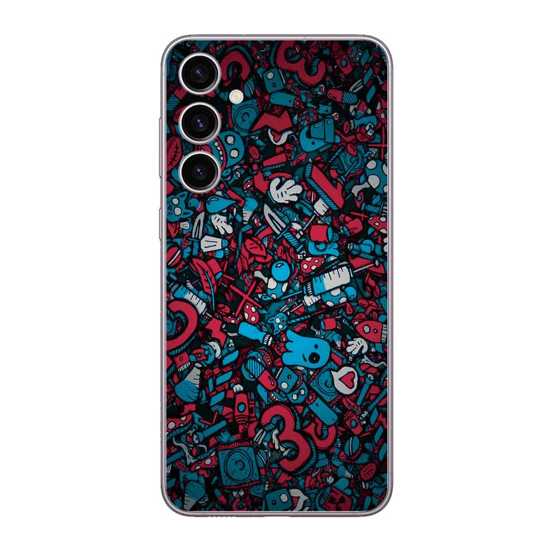 FCS Printed Designer Vinyl Mobile Back Skin Sticker for Samsung Galaxy A34 (Red Blue Texture -64) - Image 1