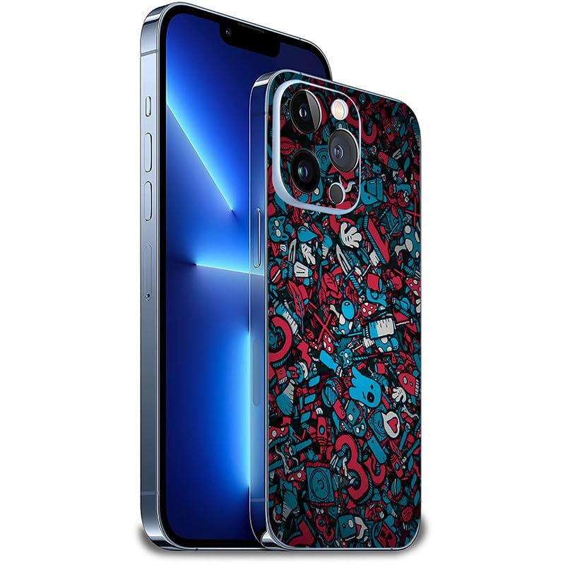 FCS Printed Designer Vinyl Mobile Back Skin Sticker for Samsung Galaxy A34 (Red Blue Texture -64) - Image 3