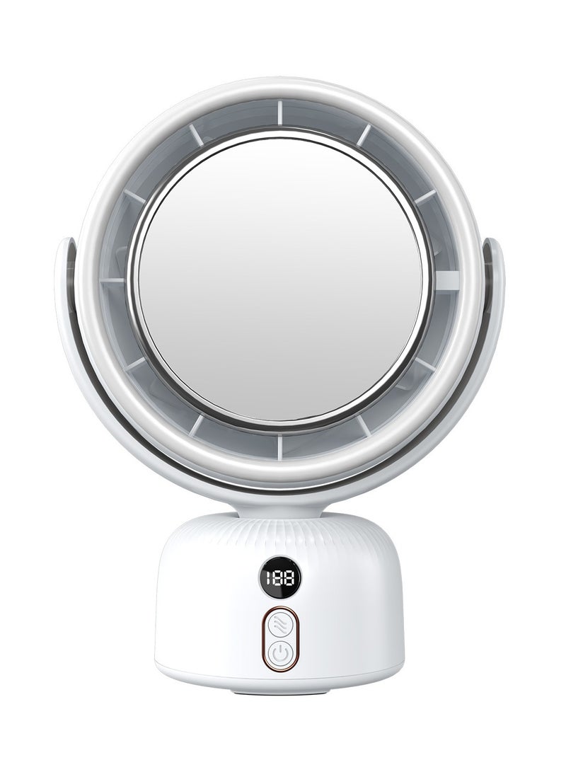 Golden Loop Makeup Mirror with Fan & LED Light - 5 Speed Fan, 3 Brightness Levels, Adjustable, Wall Mount - Image 2