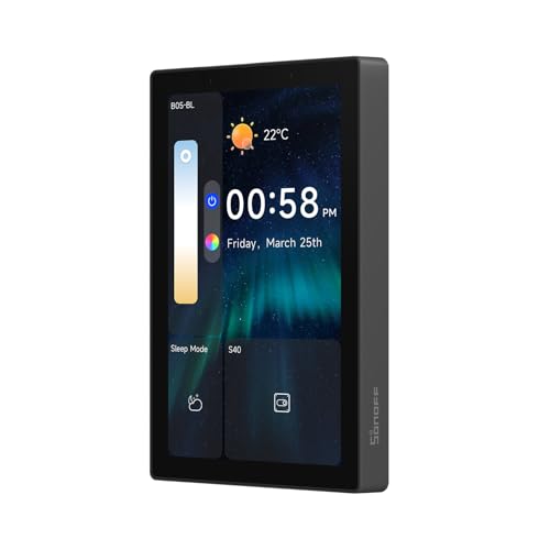 SONOFF NSPanel Pro 120 Smart Home Control Panel Integrate Zigbee Gateway with Home Security 47inch large display with Monitoring energy use Viewing cameras Thermostat Browsing the webBlack