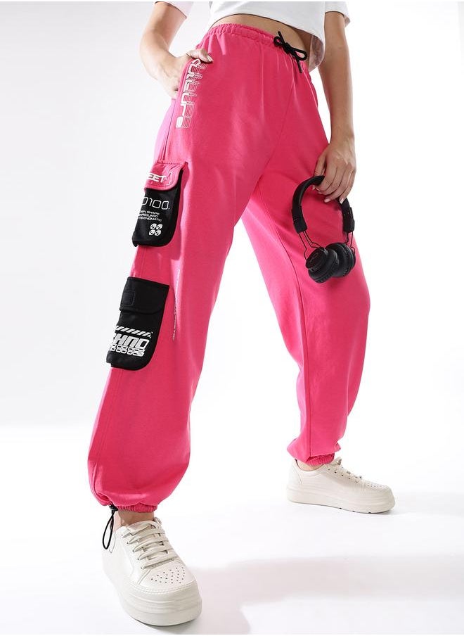 Hubberholme Women's Multicolour Terry Colourblocked Regular Length Jogger Track Pant  - Image 2