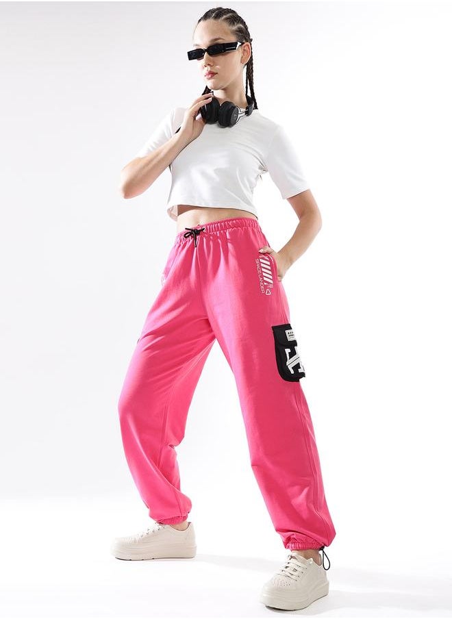 Hubberholme Women's Multicolour Terry Colourblocked Regular Length Jogger Track Pant  - Image 1