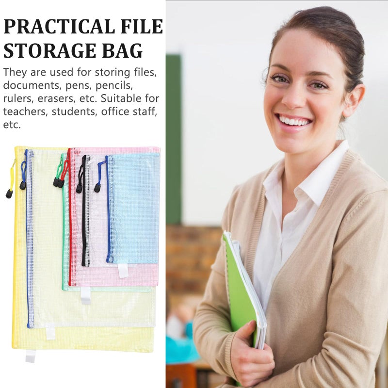 20 Pcs Mesh Zipper File Pouches A3 A4 A5 A6 B4 B5 Mixed Colors Waterproof Document Organizer Bags For Office School Students - Image 5
