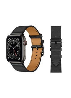 Genuine Leather Replacement Band For Apple Watch Series 6/SE/5/4/3/2/1 44/42millimeter Black Buckle