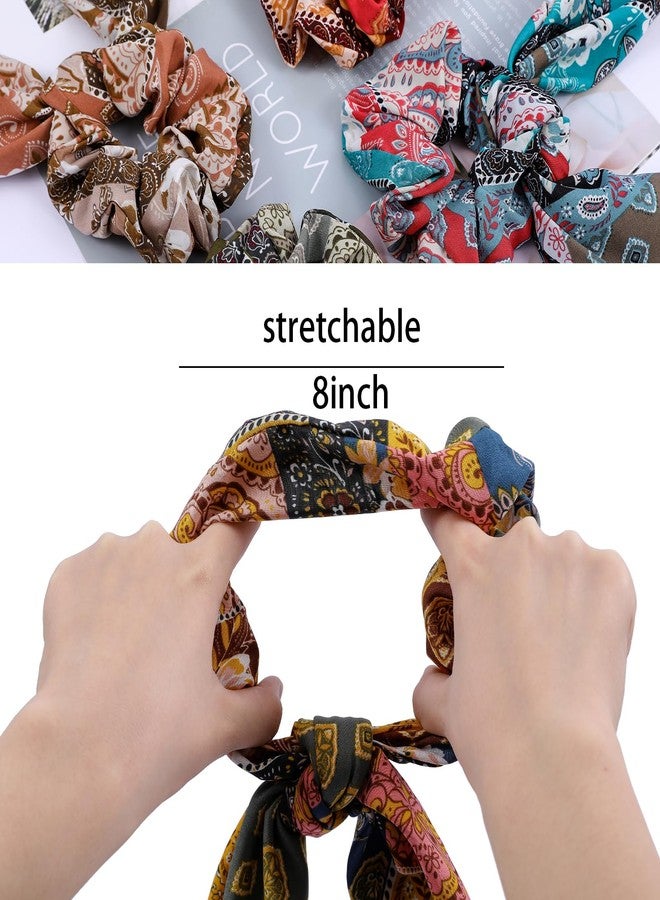 Cutewing Paisley Scrunchie Hair Accessories - Chiffon Hair Scarf Bandana, Scrunchies, Ribbons, Ponytail Holders, and Bow Scrunchies for Women (6PCS) - Image 3
