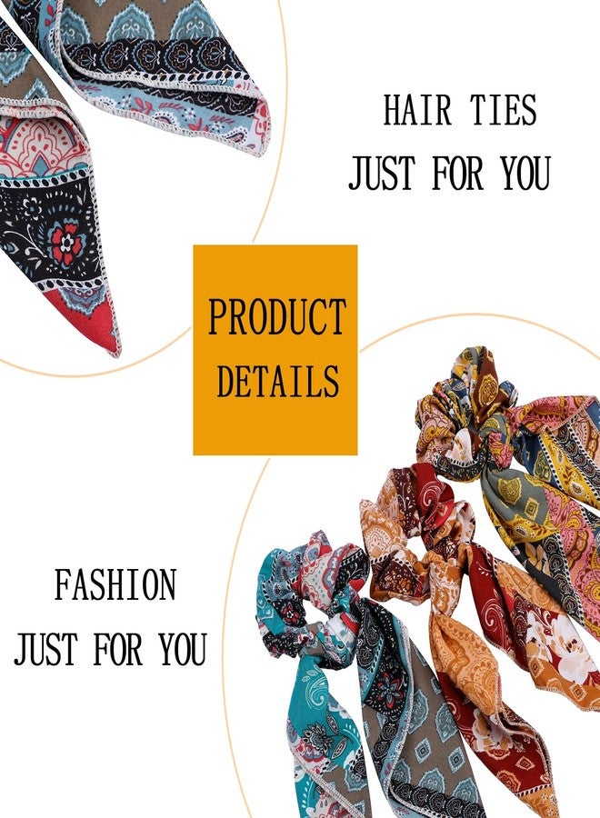 Cutewing Paisley Scrunchie Hair Accessories - Chiffon Hair Scarf Bandana, Scrunchies, Ribbons, Ponytail Holders, and Bow Scrunchies for Women (6PCS) - Image 5