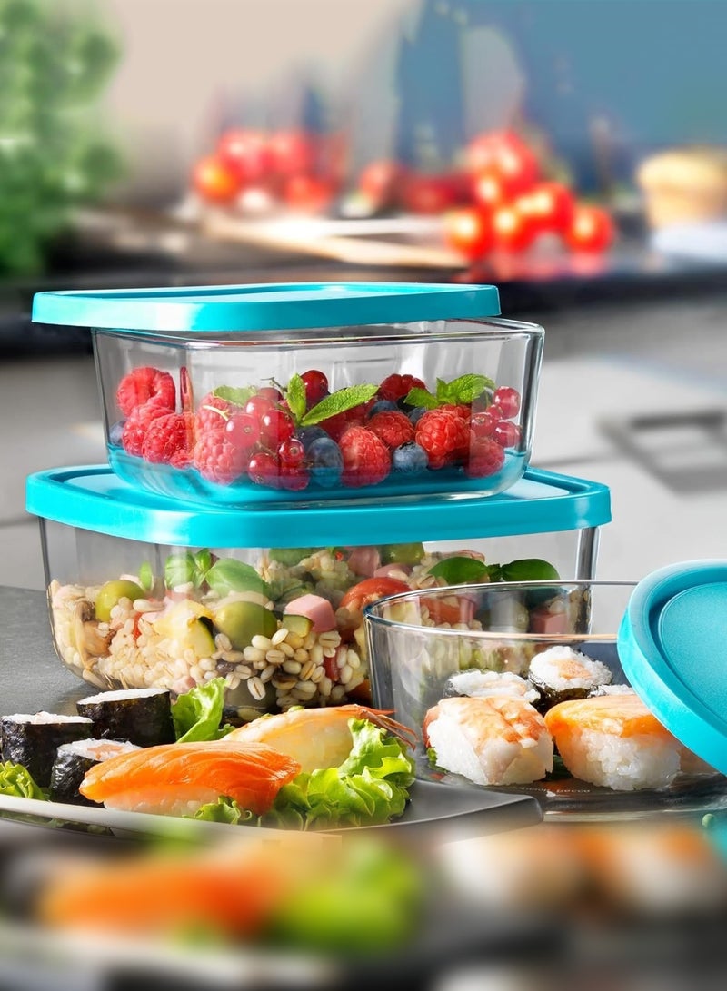 CATANES طقم من 3 قطع من أوعية التخزين الزجاجية مع غطاء محكم الإغلاق - Image 4