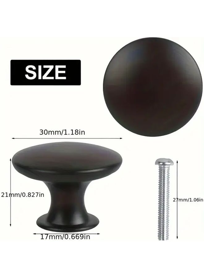 10pcs Matte Black Round Cabinet Knobs 30mm Alloy Pulls With Screws For Kitchen Bathroom - Image 4