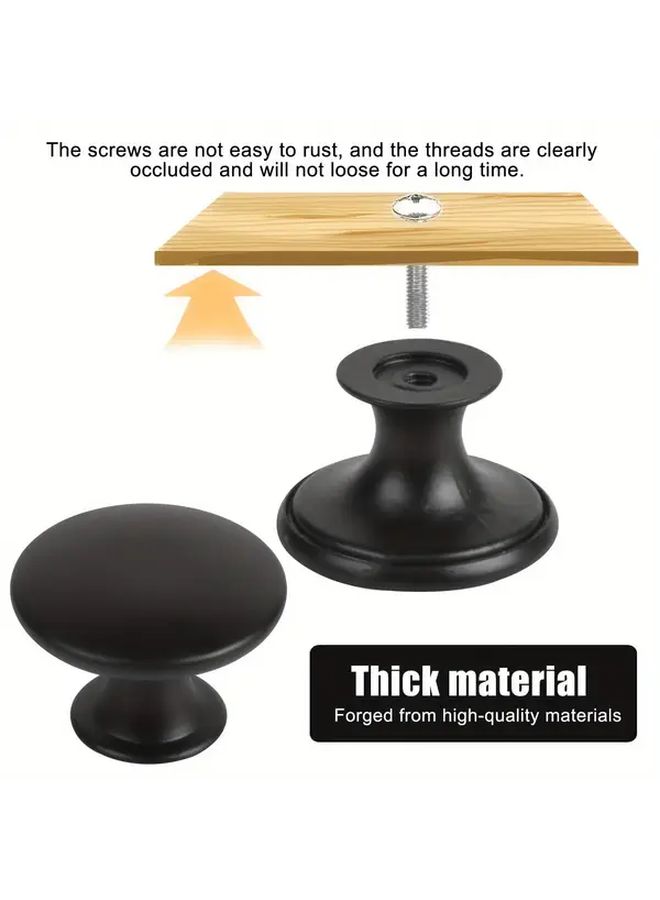 10pcs Matte Black Round Cabinet Knobs 30mm Alloy Pulls With Screws For Kitchen Bathroom - Image 2