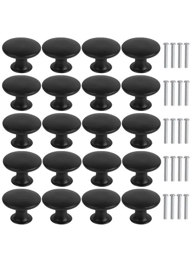 10pcs Matte Black Round Cabinet Knobs 30mm Alloy Pulls With Screws For Kitchen Bathroom - Image 1