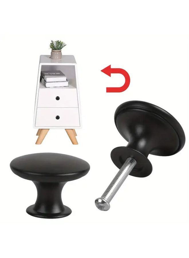 10pcs Matte Black Round Cabinet Knobs 30mm Alloy Pulls With Screws For Kitchen Bathroom - Image 3