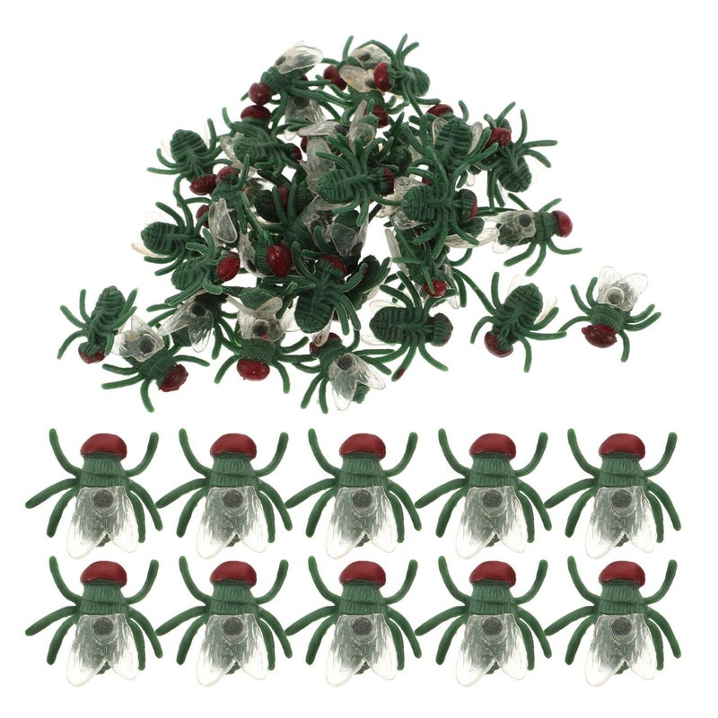 50pcs Green Simulated Flies Realistic Fly Models for Prank Party Decorations and Novelty Tricks - Image 2
