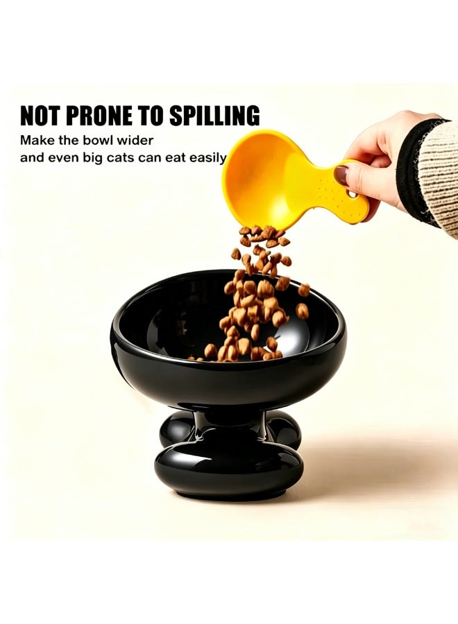 Nailuck Ceramic Elevated Cat Bowl, 15° Tilted Neck-Friendly Pet Food Water Bowl, Anti-Spill Curved Design for Cats & Small Dogs, black - Image 5