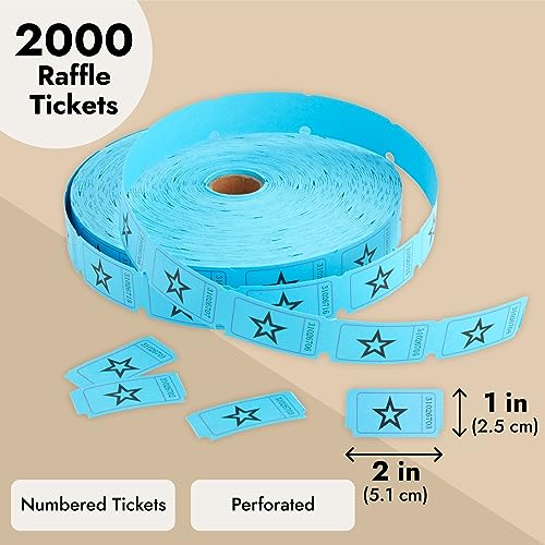 Juvale Raffle Tickets Roll - 2000-Count Blue Vintage Star - Perforated Stub Roll of Tickets for Classroom & Fundraiser Events - Tokens & Raffle Prizes - Image 3