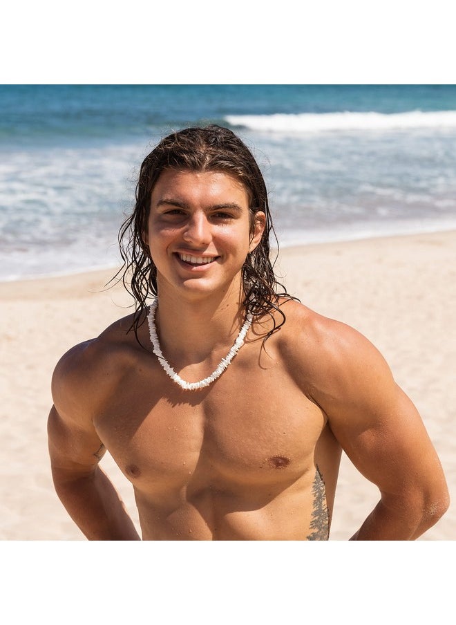 Fablinks - Puka Shell Necklace, White Hawaiian Seashell Accessories For Men And Women, Beach Surfer Beaded Necklaces, Summer Clam Chip Bead Shells Choker Jewelry (16 Inches) - Image 1