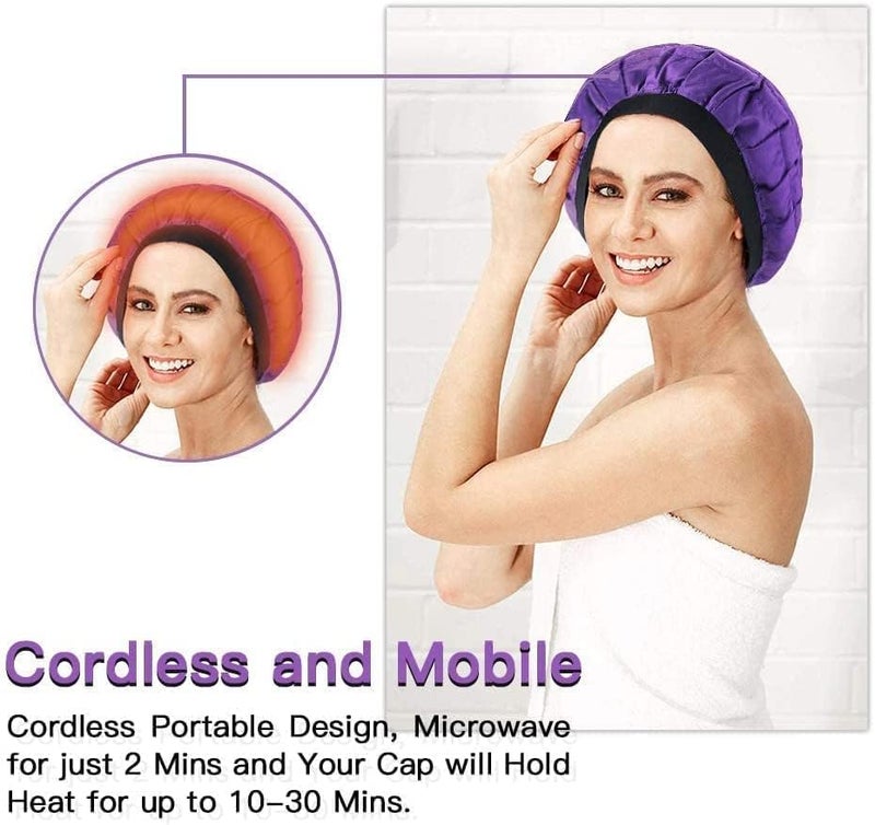 Cordless Deep Conditioning Heat Cap, A Hot Head Cap to Hydrate, Moisturize and Condition, 100% Natural Cotton Flaxseed Seed Interior - Image 4
