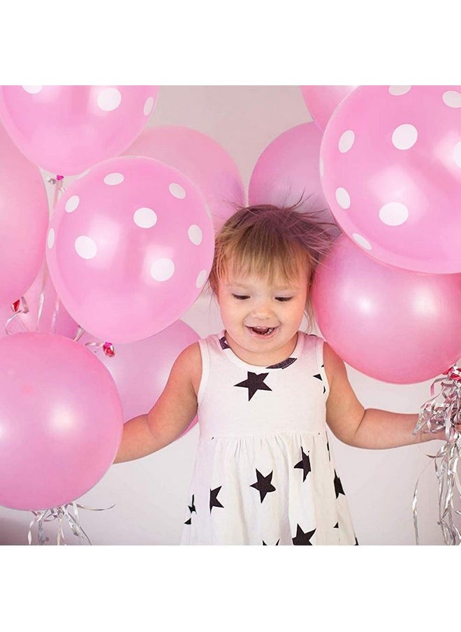 Funcart Funcart Pink Polka Dots Balloons (Pack of 25) for 1st Birthday Decoration/Half Birthday Decoration/Polka Dot Party Decoration/Happy Birthday Balloons/Balloon Decoration  - Image 3