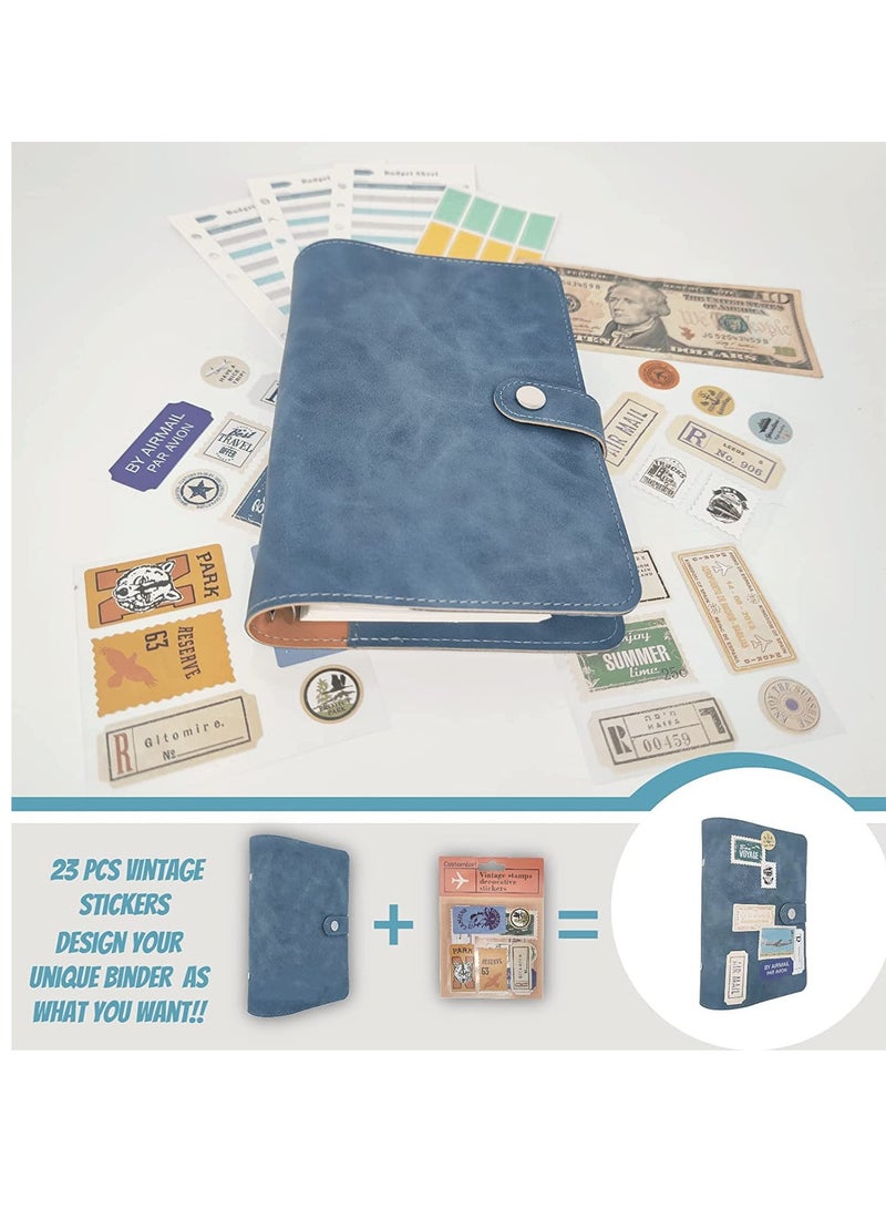 Zikra Budget Binder with Envelopes, Cash for Budgeting, A6 with Stickers, Money Saving with 24Pcs Expense Sheets(Blue) - Image 2