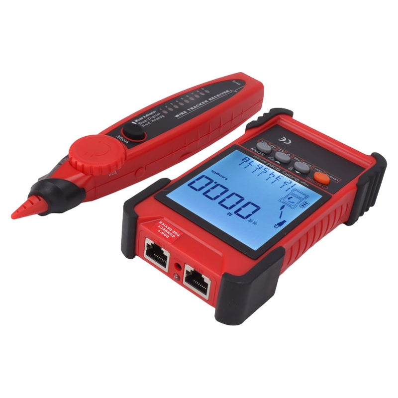 ET616 Network Cable Tester Multimeter Multifunctional Line Finder with LCD Display for Cable Sorting Network Maintenance Sorting Telephone Wire Testing Red - Image 5