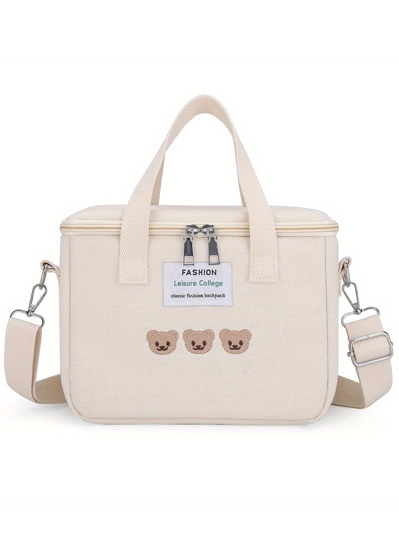1pc Stylish Mommy Crossbody Bag, Diaper Bag - Waterproof, Spacious Multifunctional Maternity Bag with Insulated Pockets for Breast Pump & Bottles, Newborn Baby Item- Cream  - Image 1