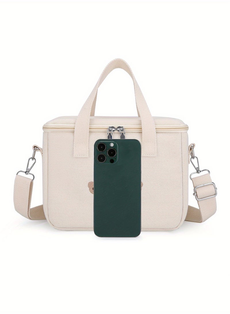 1pc Stylish Mommy Crossbody Bag, Diaper Bag - Waterproof, Spacious Multifunctional Maternity Bag with Insulated Pockets for Breast Pump & Bottles, Newborn Baby Item- Cream  - Image 5
