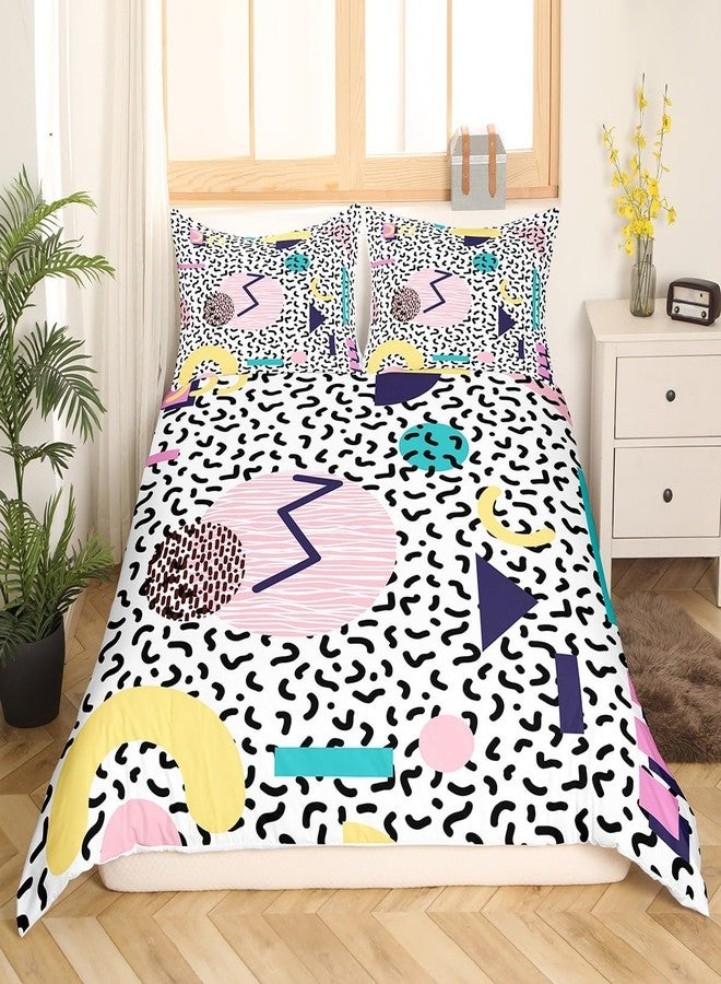 Man Fei Memphis Duvet Cover Set King Size, Vintage Hip Hop Comforter Cover with 2 Pillowcases, Retro 80s or 90s Geometric Fashion Style Bedding Set for Kids Boy Girls Lightweight Bedspread Cover,No Comforter - Image 3