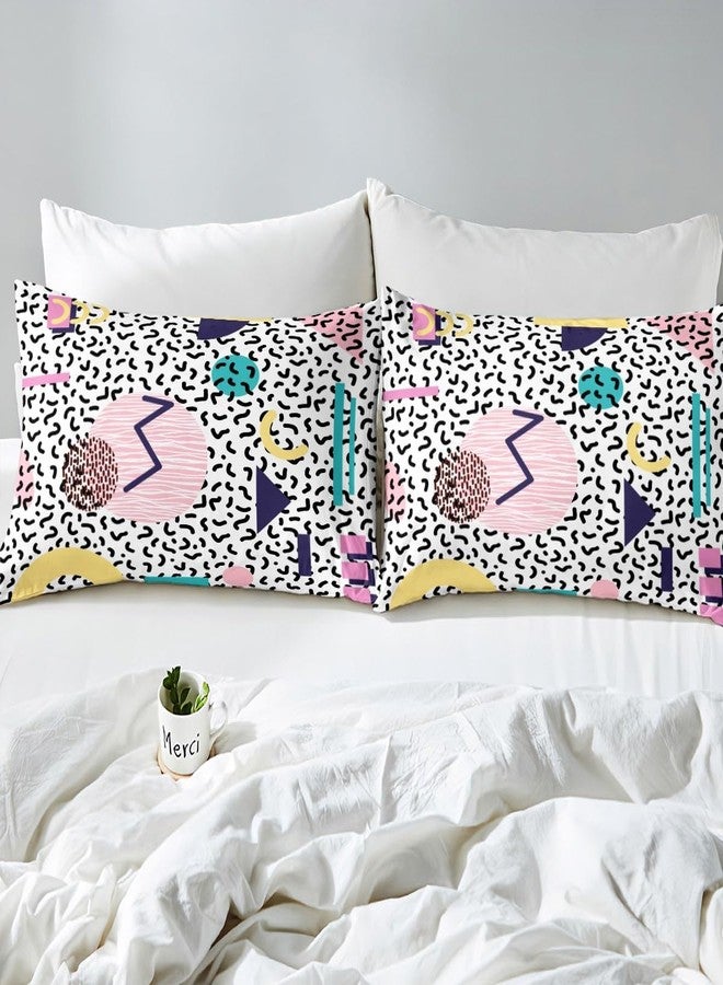 Man Fei Memphis Duvet Cover Set King Size, Vintage Hip Hop Comforter Cover with 2 Pillowcases, Retro 80s or 90s Geometric Fashion Style Bedding Set for Kids Boy Girls Lightweight Bedspread Cover,No Comforter - Image 4