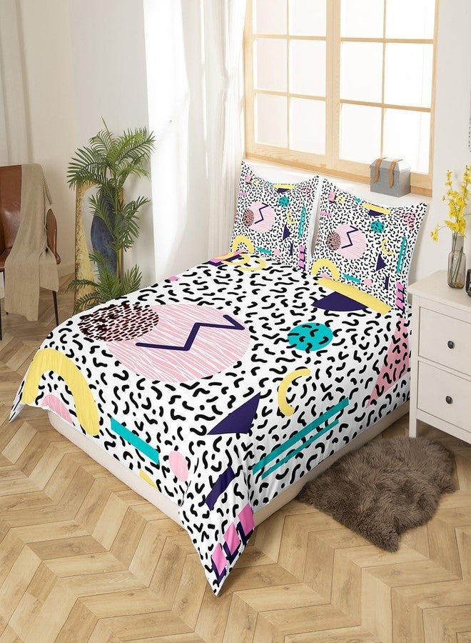 Man Fei Memphis Duvet Cover Set King Size, Vintage Hip Hop Comforter Cover with 2 Pillowcases, Retro 80s or 90s Geometric Fashion Style Bedding Set for Kids Boy Girls Lightweight Bedspread Cover,No Comforter - Image 2